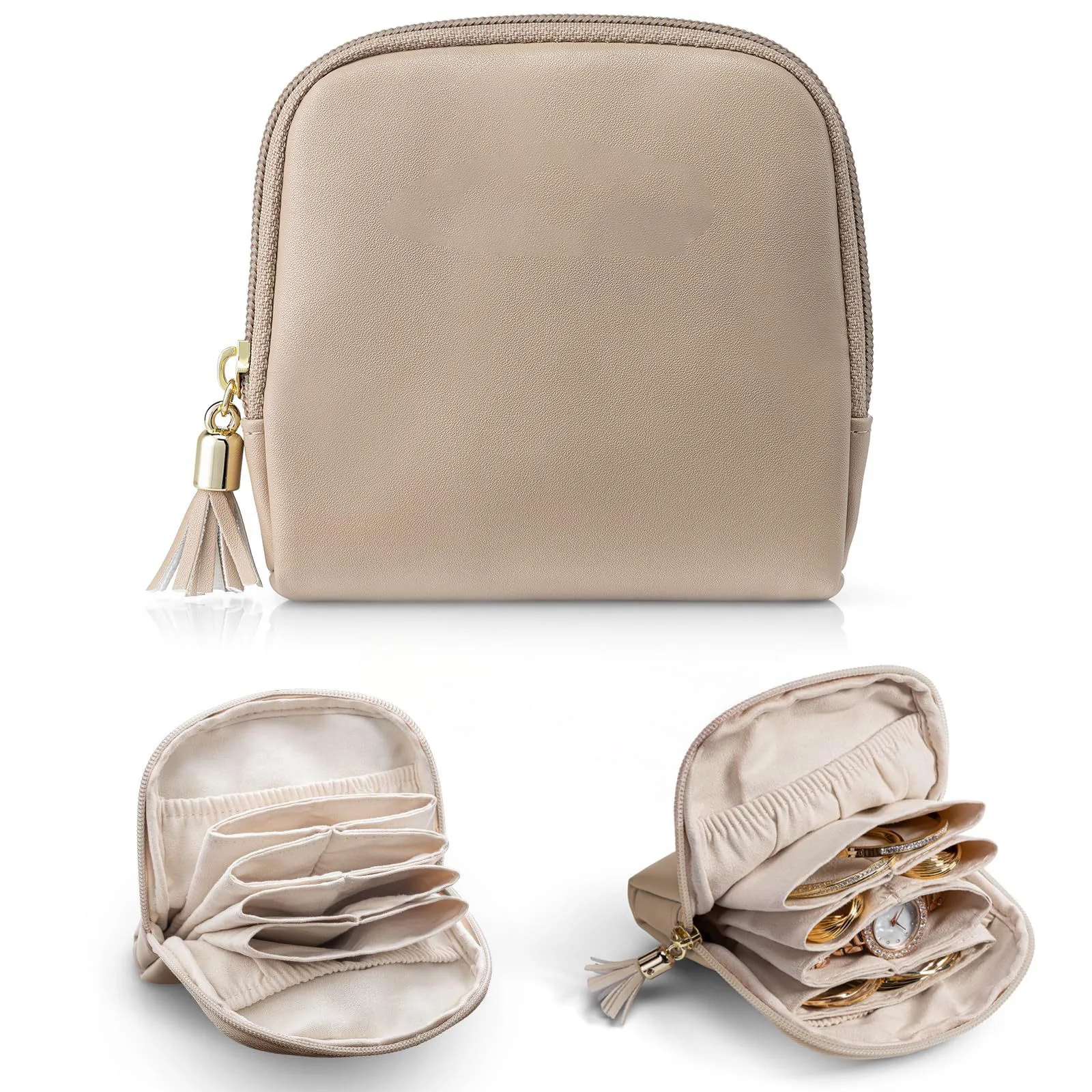 Tragbare Schmucktasche, große Kapazität, mehrere Taschen, Schmuck-Organizer, Taschen, klassifizierte Schmuck-Schutzhülle, Münzgeldbörse