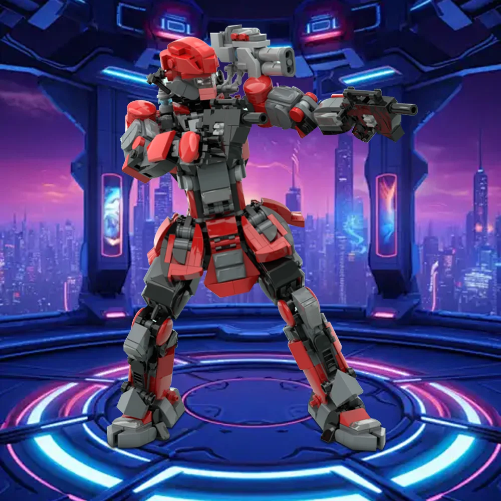 MOC-217785 Titania Robot Building Blocks Model Titania Red Mecha Fighting Robot Bricks Assembly Toys Kids DIY Birthday Gifts