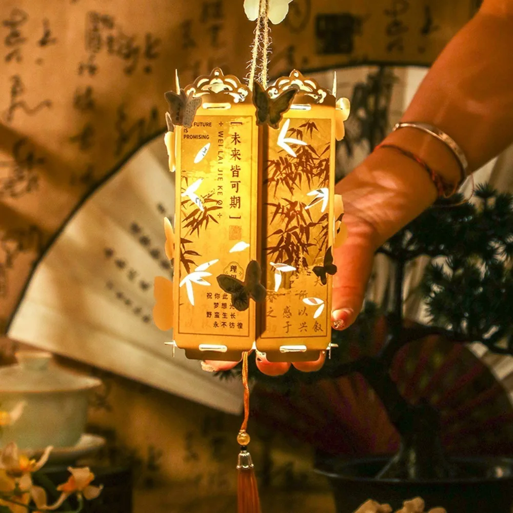 

Classic Retro Chinese Style Calligraphy Lantern Luminous Traditional Festival Lanterns DIY Handheld Lanterns Kids Gift