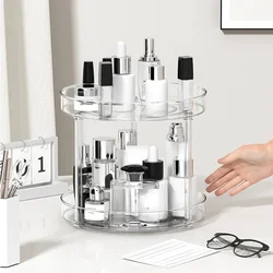 1pc rotating cosmetics storage box dressing table desktop transparent lipstick perfume skin care product storage rack