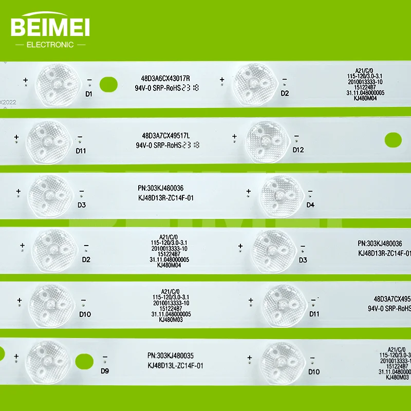 10 Stks/set Led Backlight Strip 6led 7led KJ48D13L-ZC14F-01 KJ48D13R-ZC14F-01 303kj480035 303kj480036 Kj480m03 ML-5009 L48f3700a