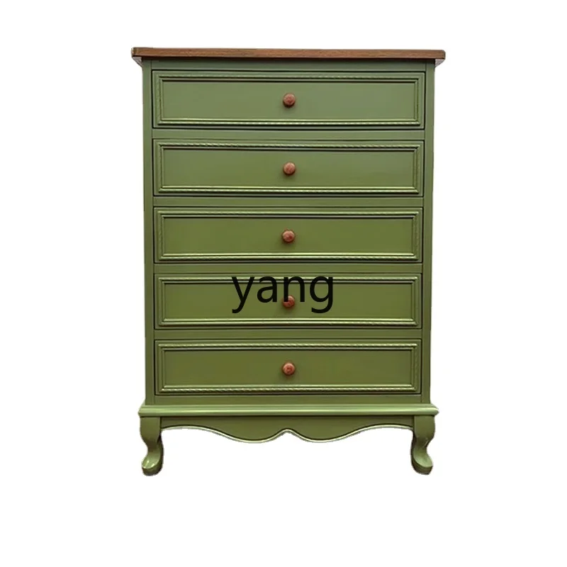 LMM Nordic Hallway Locker European Style Mediterranean Furniture Vintage Painted Distressed Home Cabinet