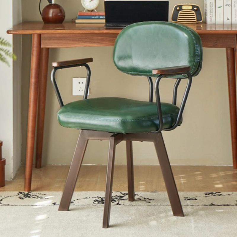 

‌French Vintage Dining Chair, Swivel Backrest Office Chair, Upholstered Ergonomic Desk Chair, Decorative Home Decor Accent