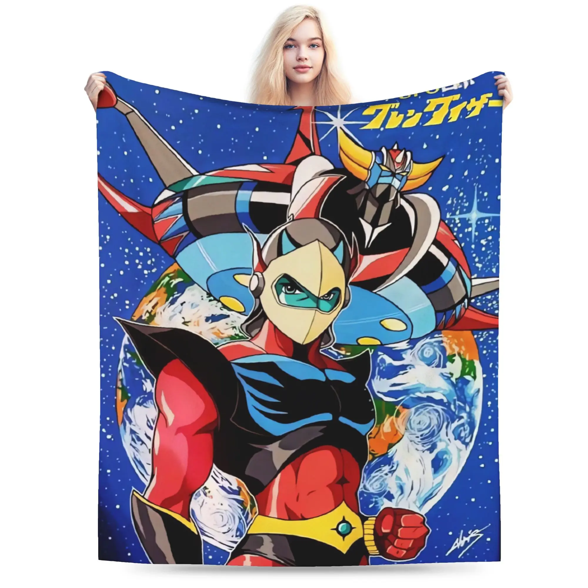 Ufo Robo Grendizer Goldorak Super Soft Blanket  Boy Girl Plush Throw Blanket Funny Couch Chair Flannel Bedspread Sofa Bed Cover