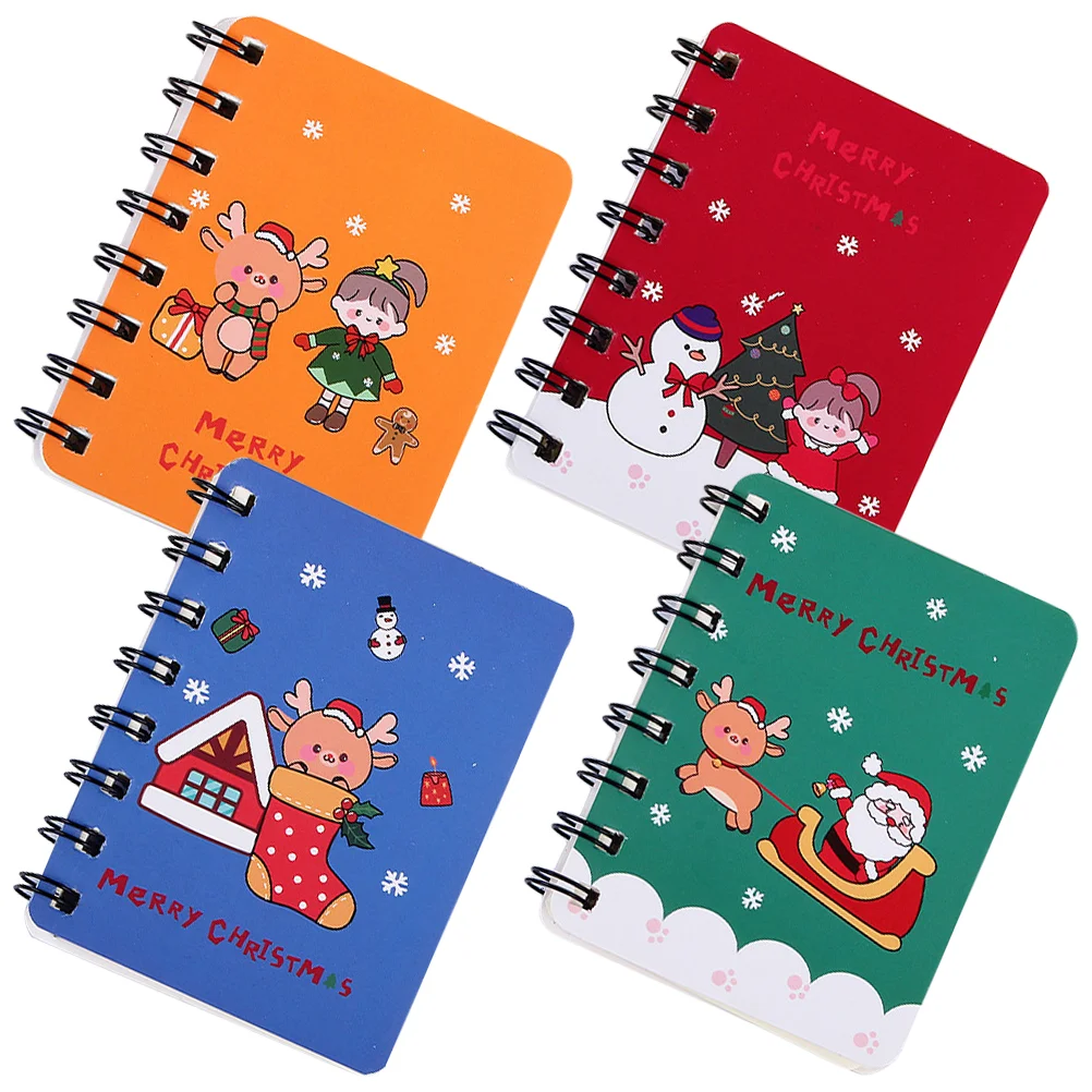 

4 Pcs Christmas Study Notes Mini Notebooks Spiral Memo Pads Small for Taking Office Notepads Sto Writing