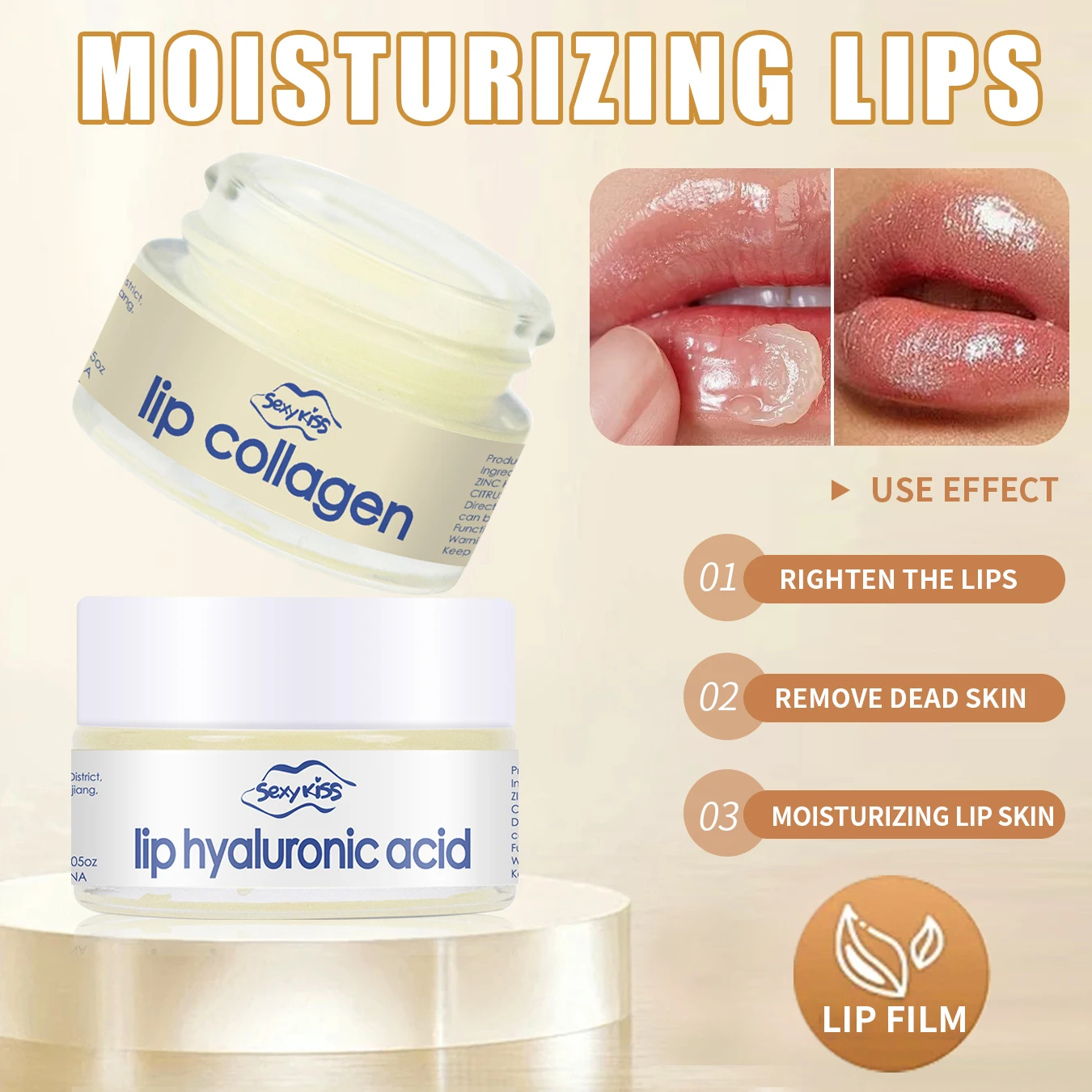 Hyaluronic acid collagen Sleep lip mask 20g deep hydration lasting moisturizing exfoliation day and night can be given as a gift