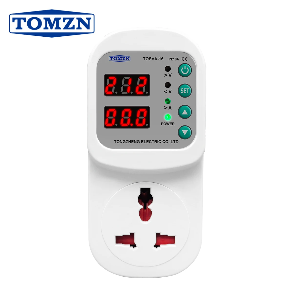 TOMZN UK Plug Socket TOSVA-16 Automatic Voltage current Protector Socket AC 110V 220V Adjustable 16A Power Surge Protector