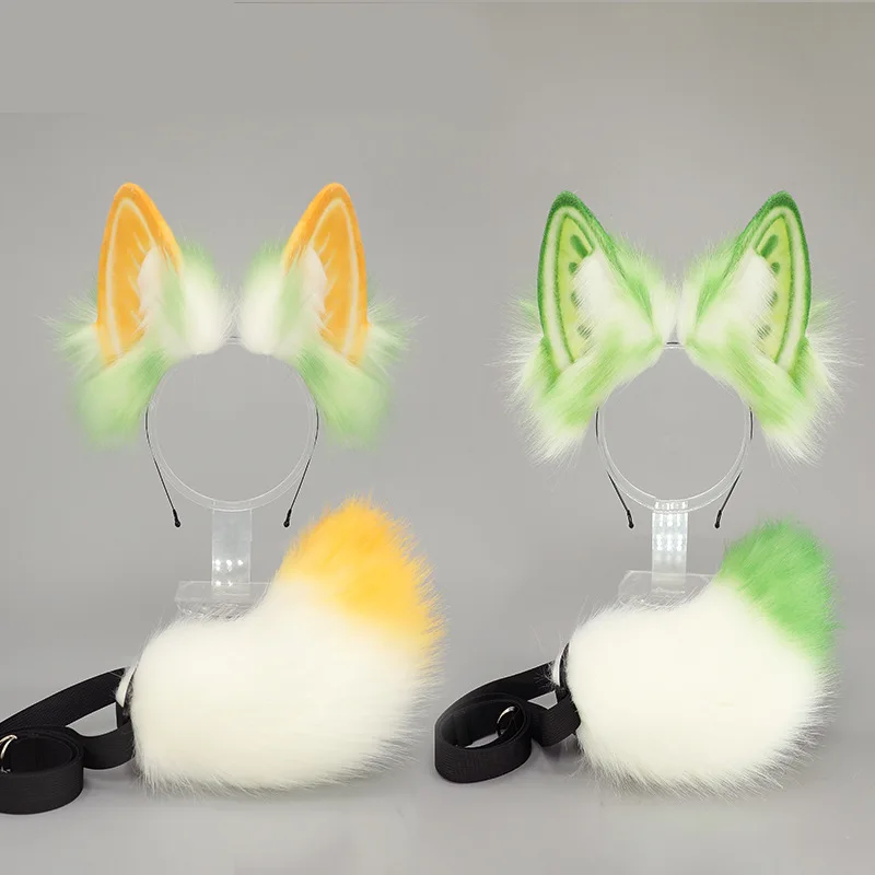 

Halloween Dog Ear Tail Set Wolf Cosplay Costume Realistic Animal Ears Tail for Anime Party Cute Kawaii Pet Role Play Accessories