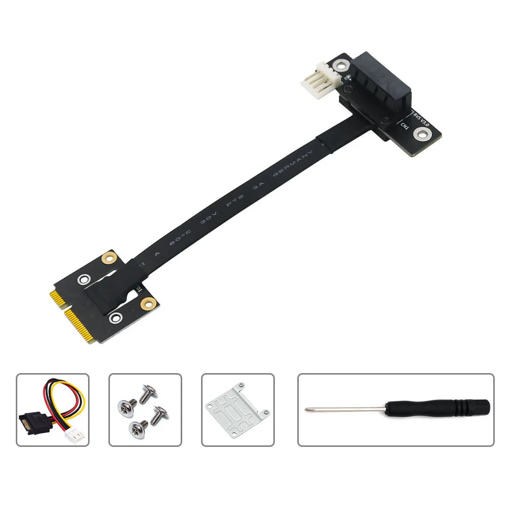 

Add On Cards 270 Degree Mini PCIe To PCI-E 1X Adapter Cable Mini PCI Express to PCI-E X1 Riser 4Pin Power Connector for Extender