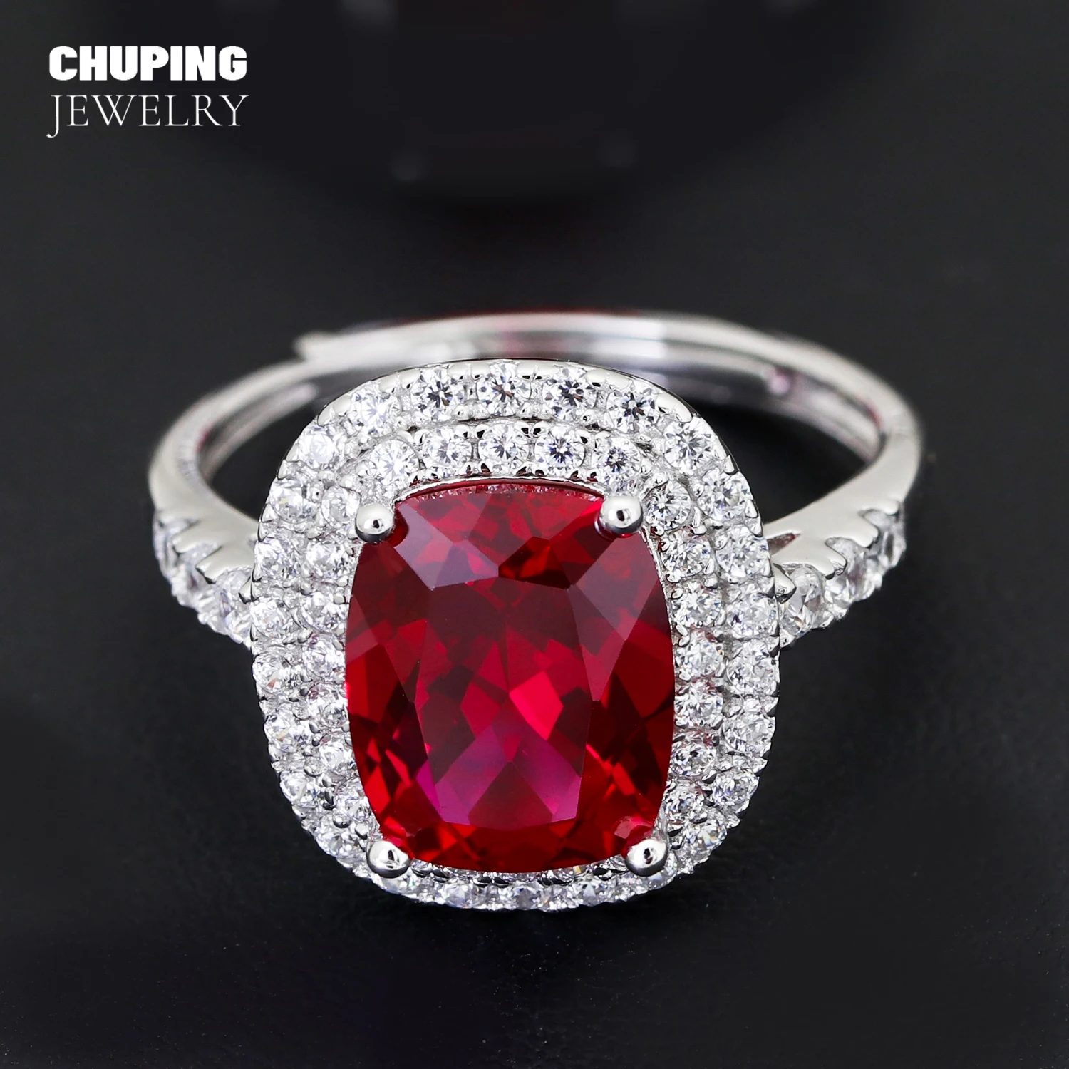 

Чаппин, выращенное в лаборатории рубиновое кольцо, подушка, серебро 925, подарок на день Святого Валентина для женщин, классические ювелирные изделия для свиданий, сверкающие