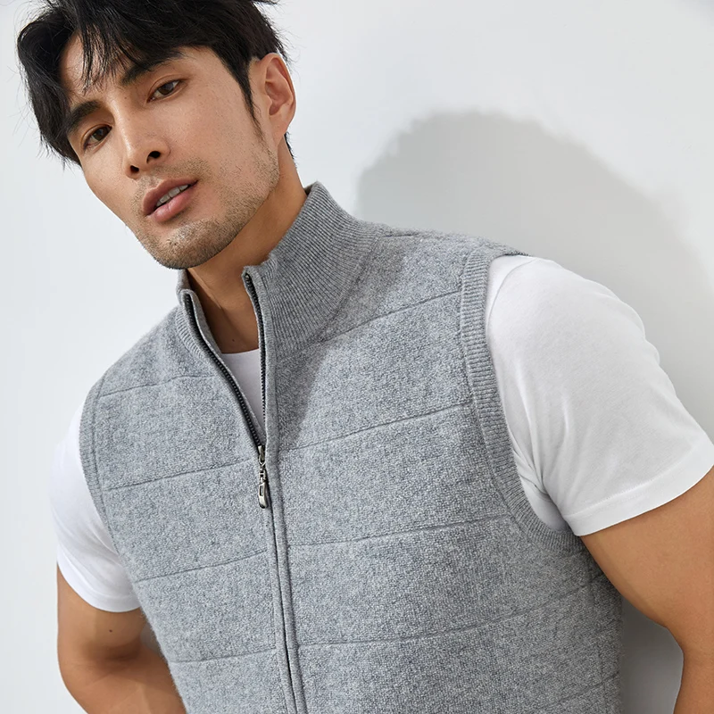 Luxury Men\'s Cashmere Vest Sweater Warm 2022 Winter New Fashion Business Gentleman Office Zipper Comfortable Vest Free Of Charge