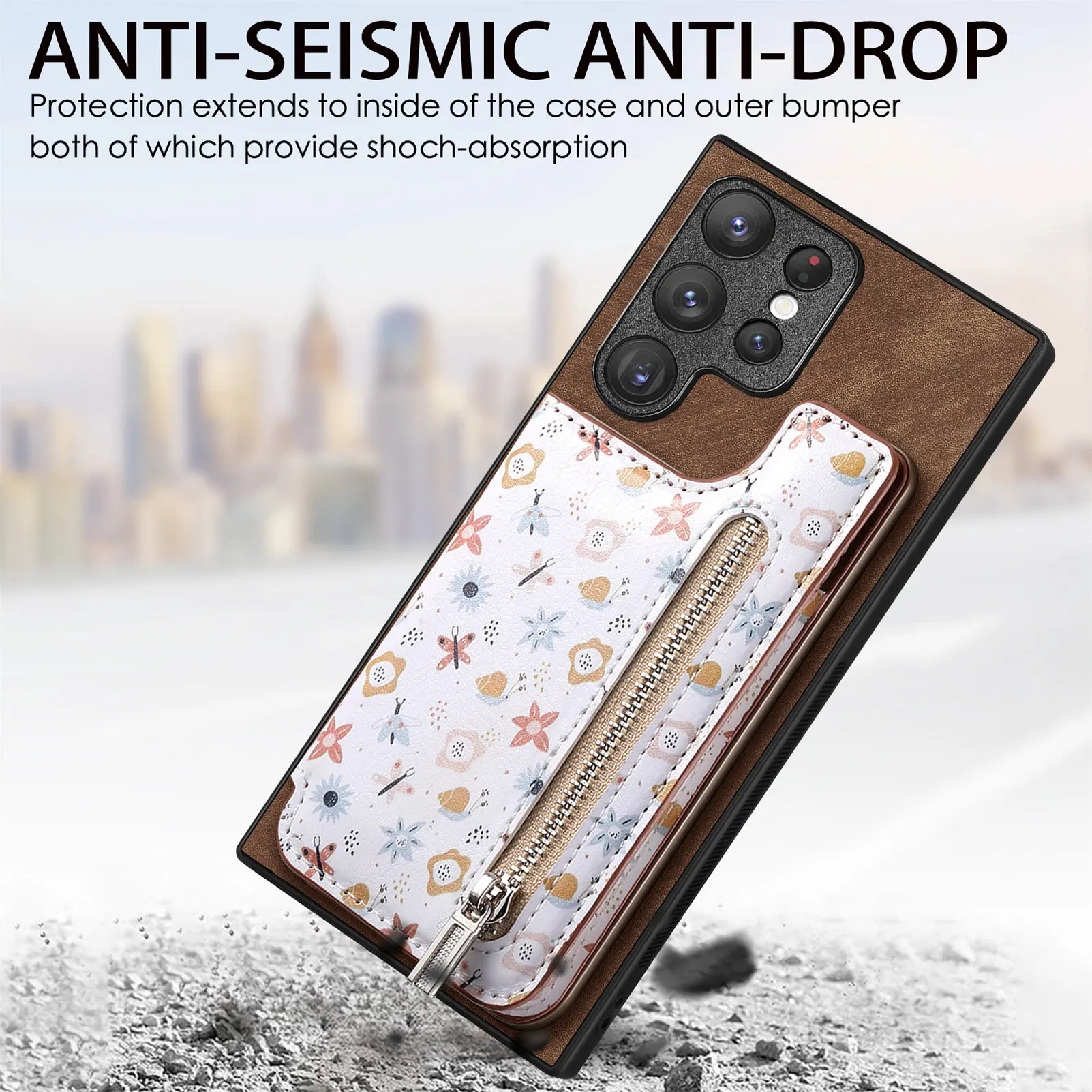 Vintage Zipper Cards Solt Wallet Leather Case for Samsung Galaxy A54 A34 A14 A53 5G S23 Ultra S22 S21 Plus Bag Coin Purse Cover
