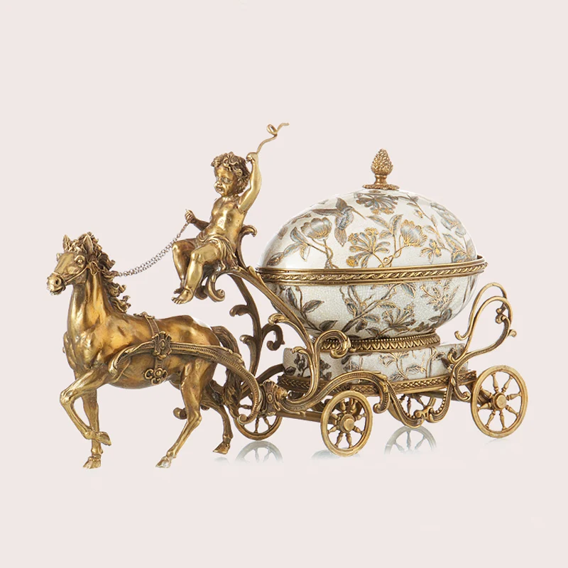 living room fruit plate entrance, ornaments animal handicrafts, tabletop table decoration, copper angel carriage 1272