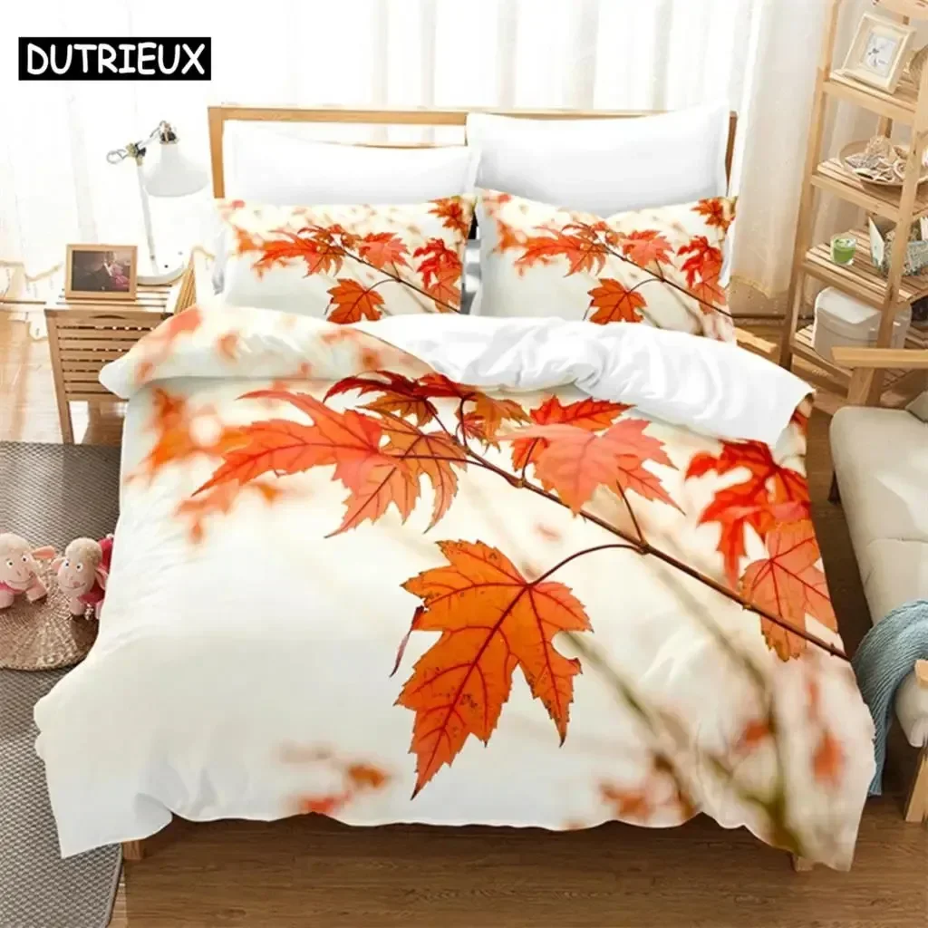 Leaf Queen Maple Leaf Bedding Set For Bedroom Soft Modern Bedspreads Comefortable Kids Duvet Cover Quilt Cover And Pillowcase