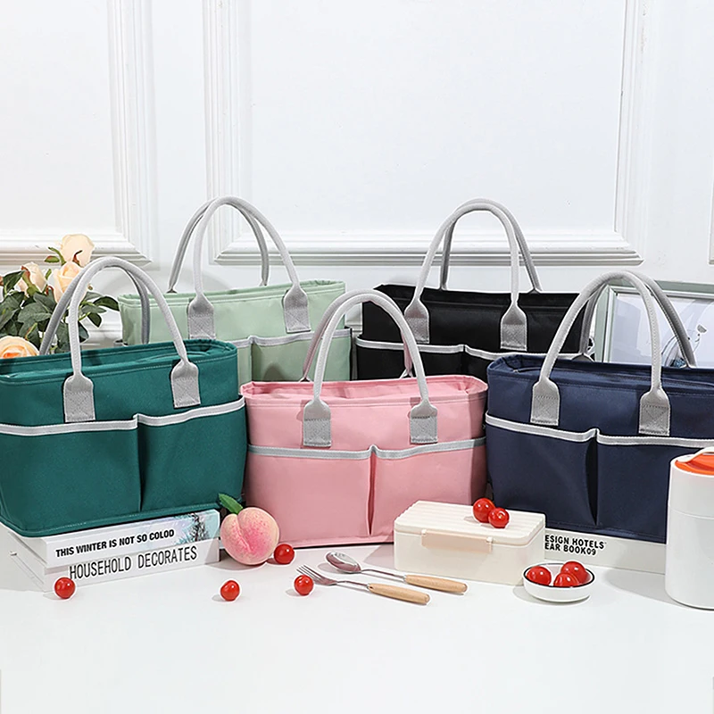 

Ladies Lunch Box Portable Bag Large Capacity Aluminum Foil Thickened Bento Bag Thermal Insulation Waterproof School Food Storage