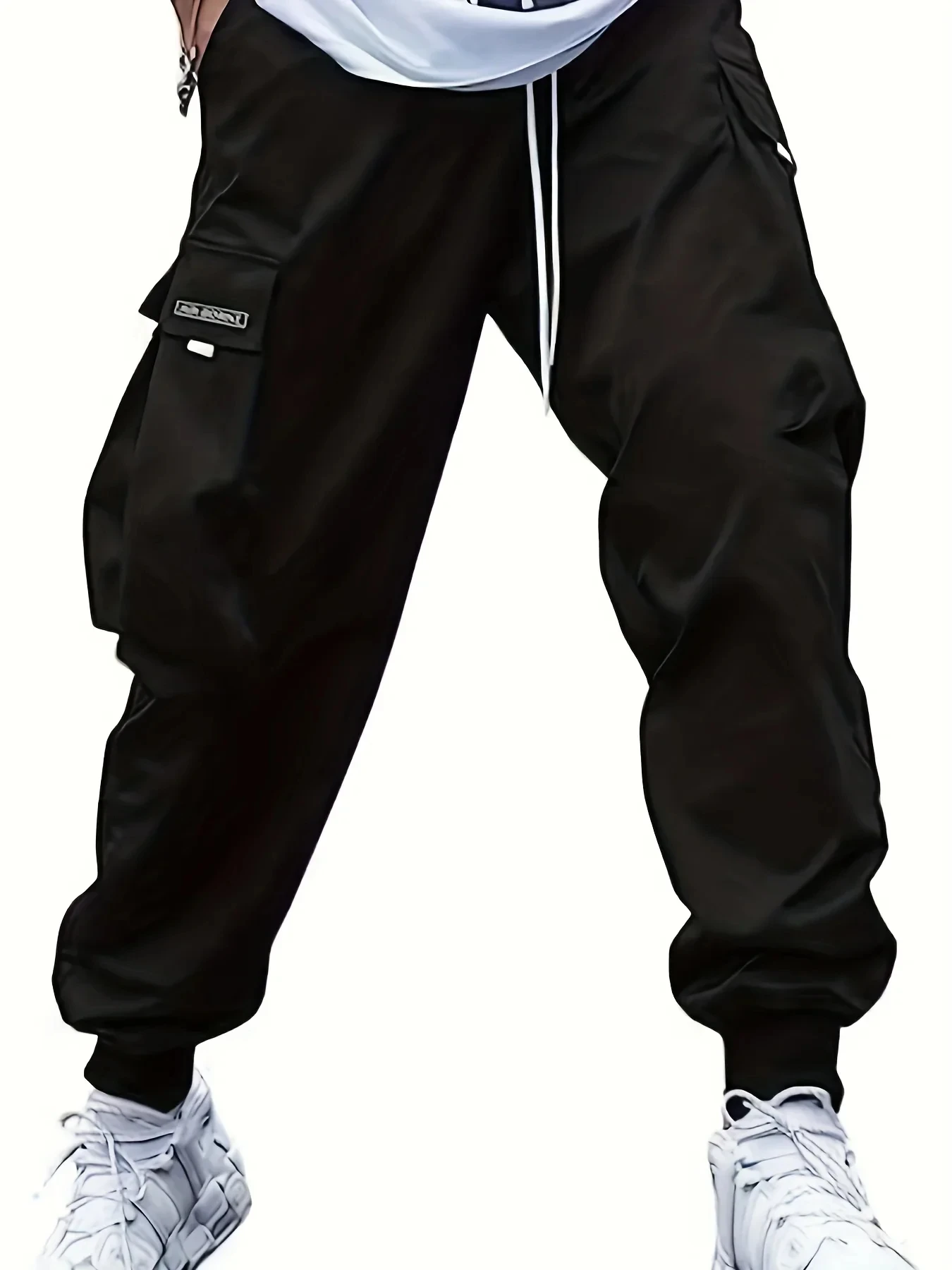 Plus Size Spring Summer Men Casual Cargo Pants Pockets Black Loose Out Door Elasticity Sports Oversize Pants 46 48 50 52