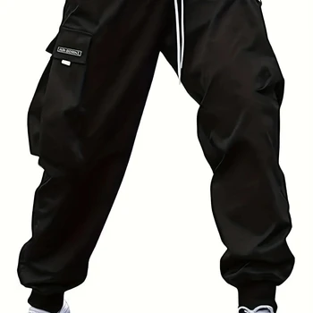 Plus Size Spring Summer Men Casual Cargo Pants Pockets Black Loose Out Door Elasticity Sports Oversize Pants 46 48 50 52