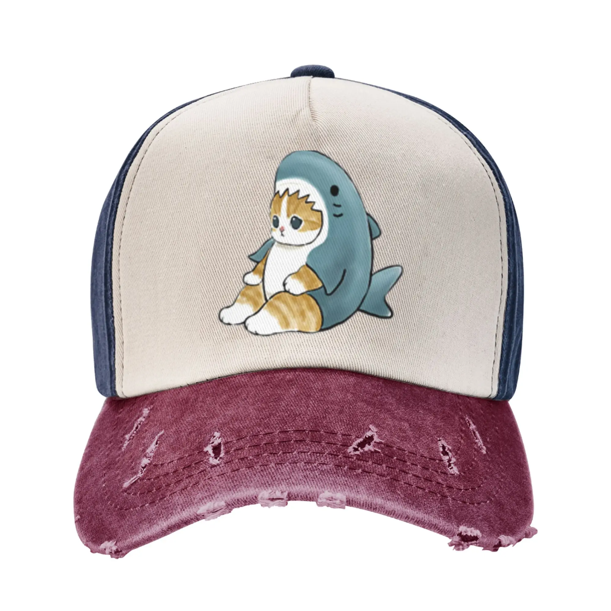 bone-de-beisebol-lavado-da-moda-mofusand-sitting-down-shark-gift