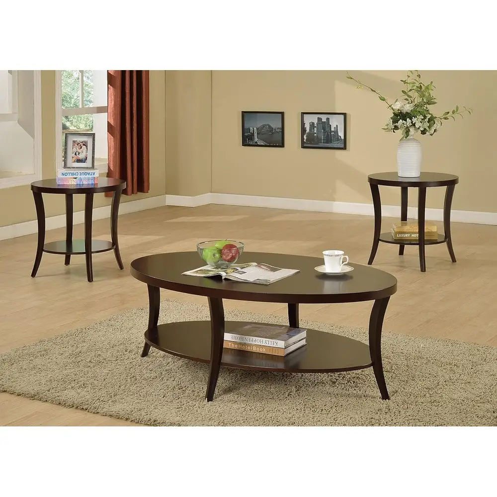 

Elegant Pair Oval Coffee Tables Set