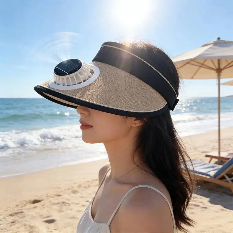 ** Hot Breathable Cooling Fan Hat Sunscreen Fan Sun Visor Hat Fishing Hat Cooling Peaked Cap Hat Miniature Fan Charging Hat Fan