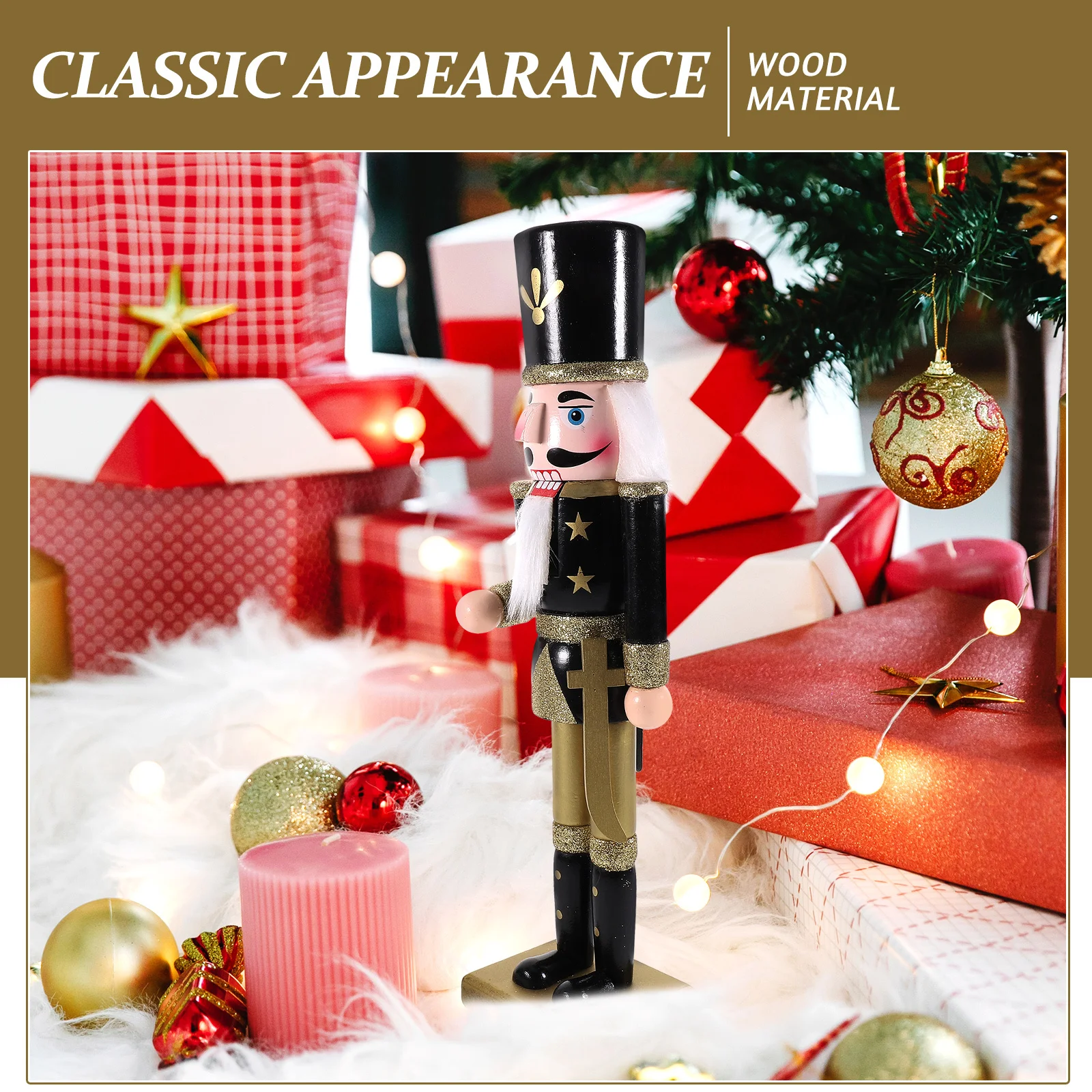 

Desktop Wooden Nutcracker Soldier Christmas Ornament Exquisite Texture Resistance Xmas Decor Gift Christmas Gift