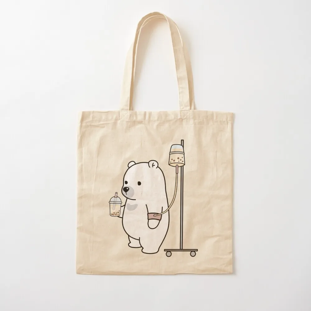 

Boba Bear Loves Boba Too Much! Tote Bag Lady bag tote bag university Canvas Canvas Tote