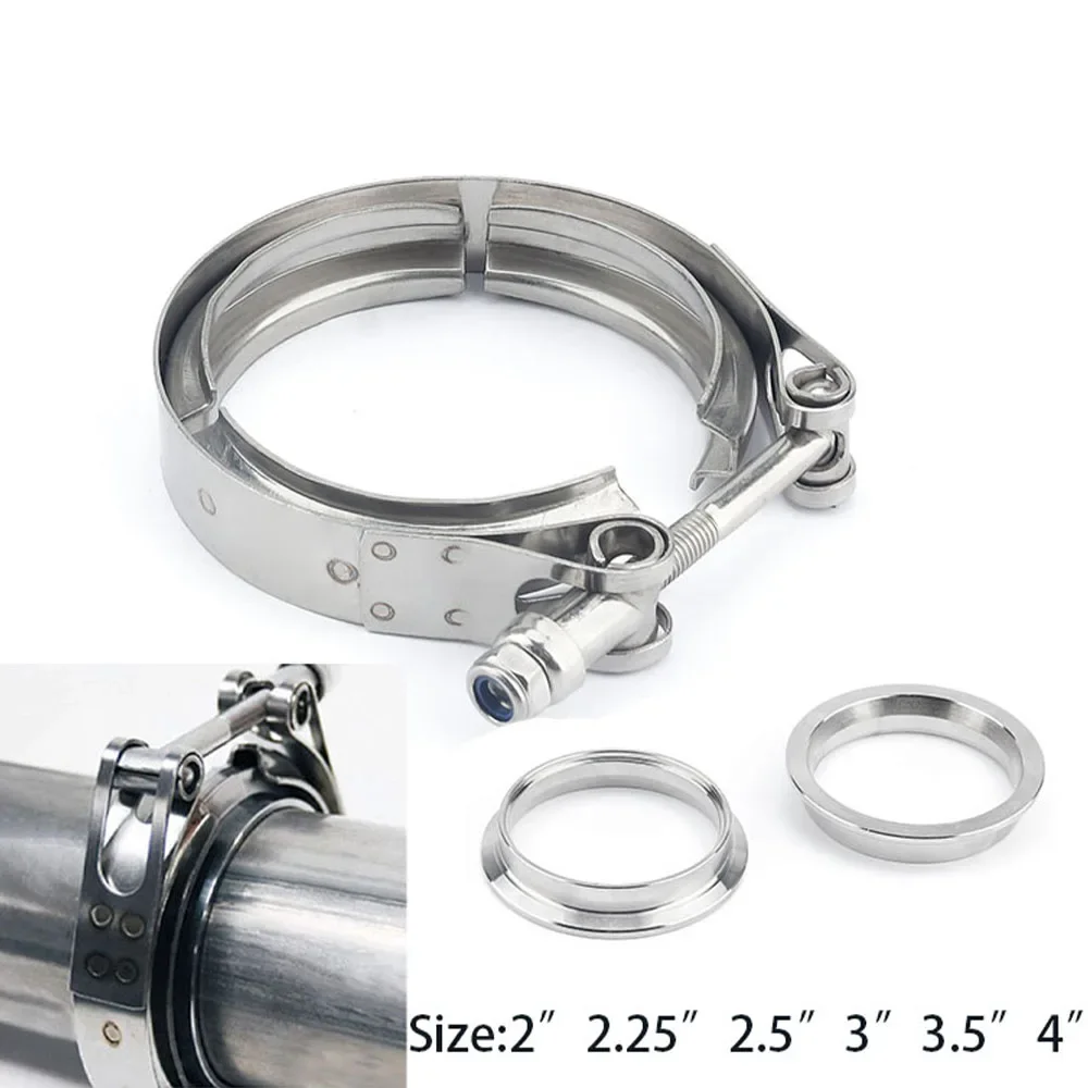 

For Turbo Downpipe & Exhaust Systems Universal V-Band Clamp Kit - 2"/2.25"/2.5"/3" Stainless Steel Quick-Release Clamps