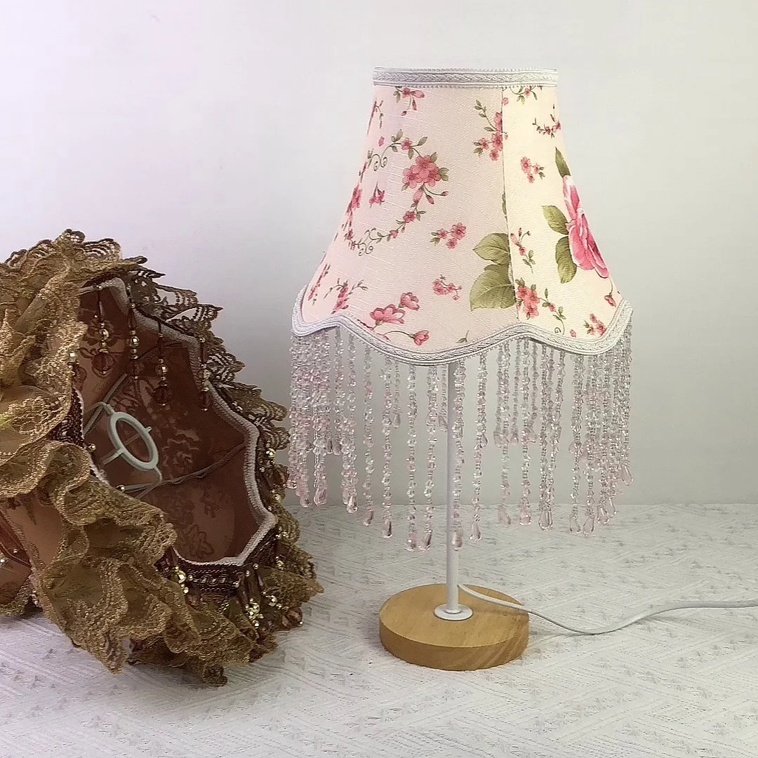 European Retro Table Lamp Fabric Lampshade Resin Bedroom Decoration Bedside Lamp Home Indoor Wall Lamp Floor Light Desk Lamp