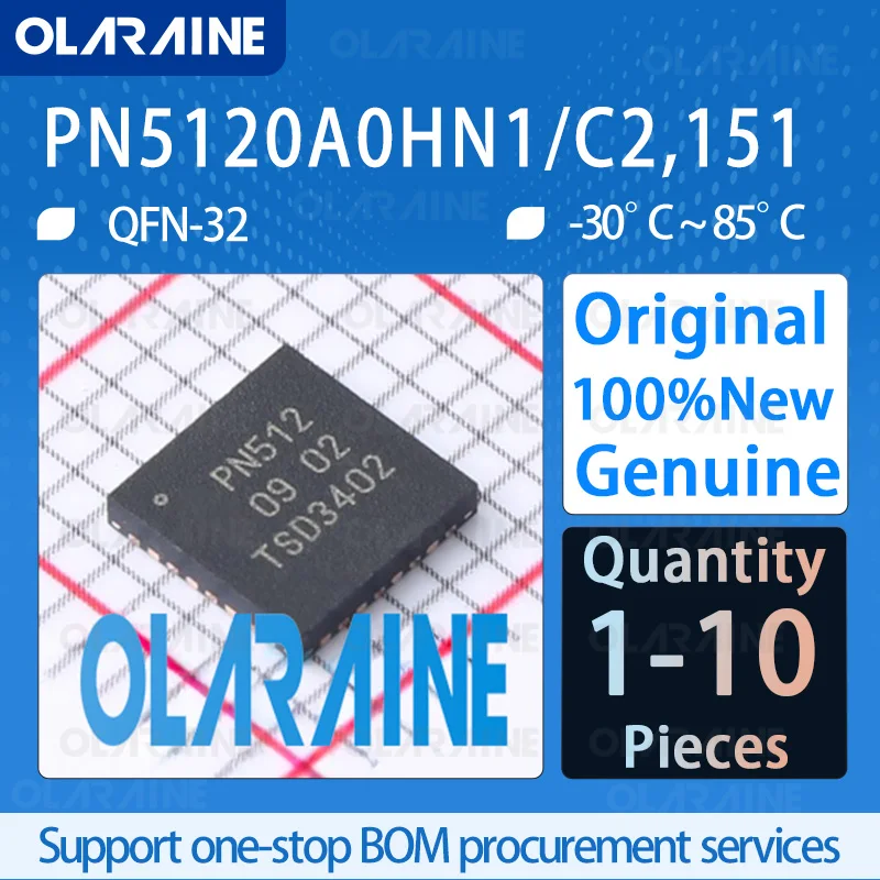 

1/5/10Pcs Original PN5120A0HN1/C2,151 QFN-32 NFC/RFID tags and transponders Operating frequency13.56 MHz IC chip