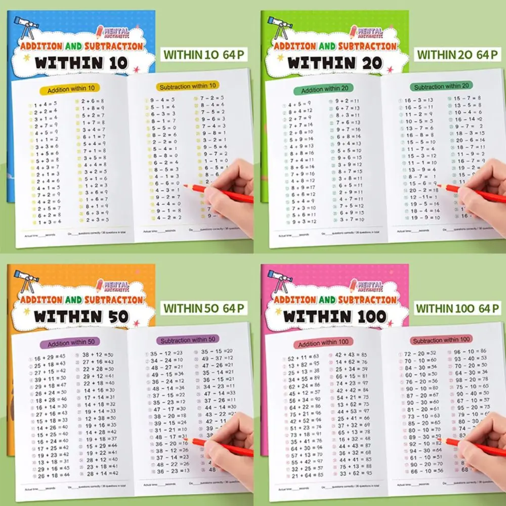 Within 10-100 Arithmetic Exercise Book Early Education Learning Tools Math Training Book 64 Pages Math Quick Calculation Book