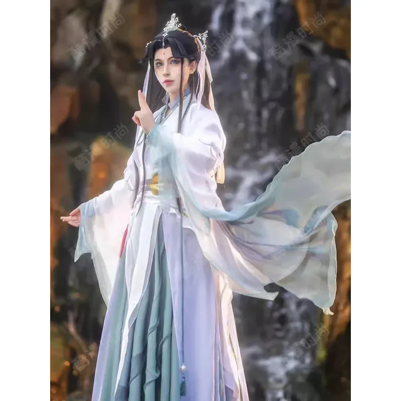 Женский парик для косплея Feng shi qingxuan, складной веер для косплея Хан фу с версией для манги TGCF, Аниме Небесный официальный благословение