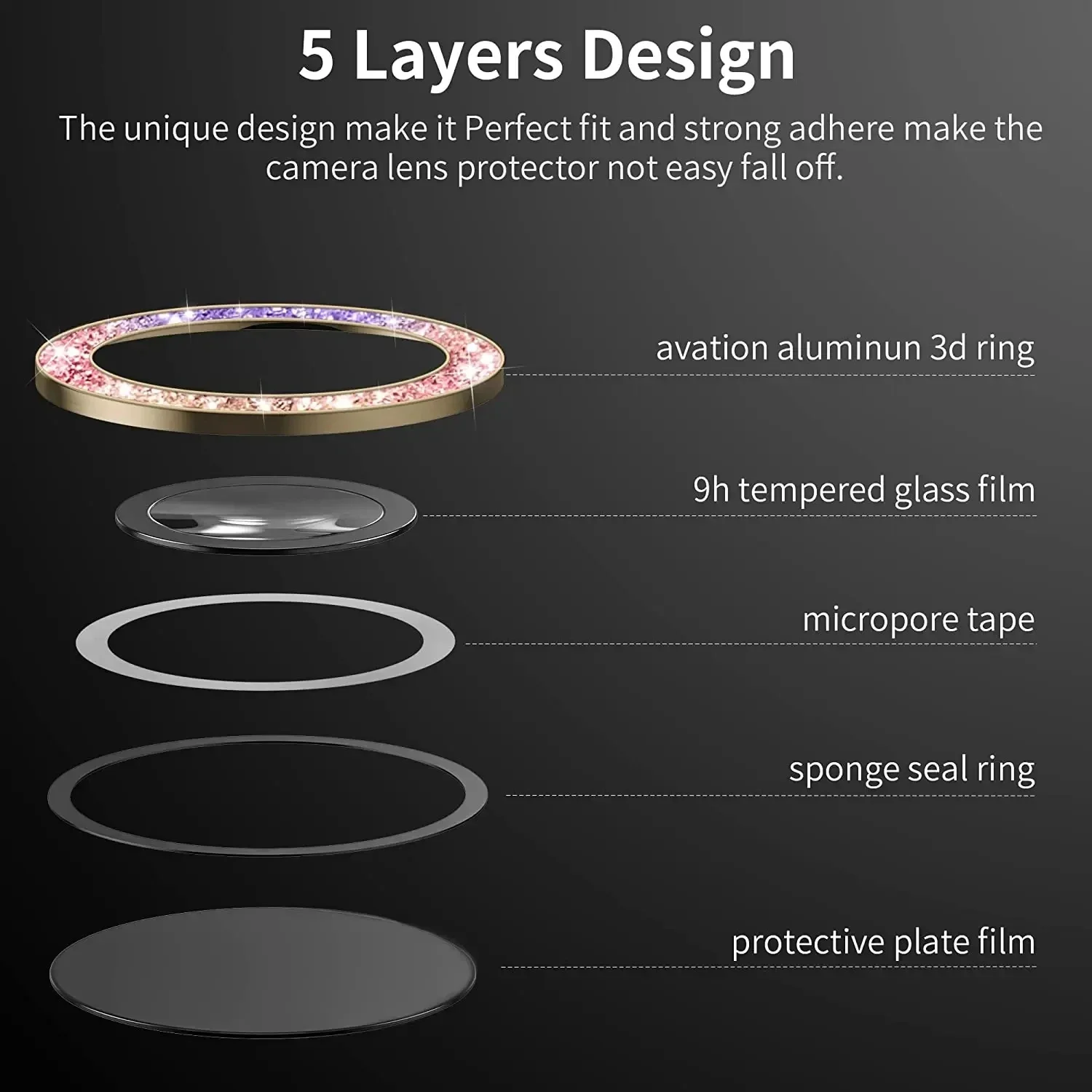 Vetro per obiettivo con glitter diamantati per Samsung Galaxy S25 Ultra Plus HD Protezione per fotocamera trasparente per Samsung S24 Plus Pellicola per obiettivo ad anello in metallo