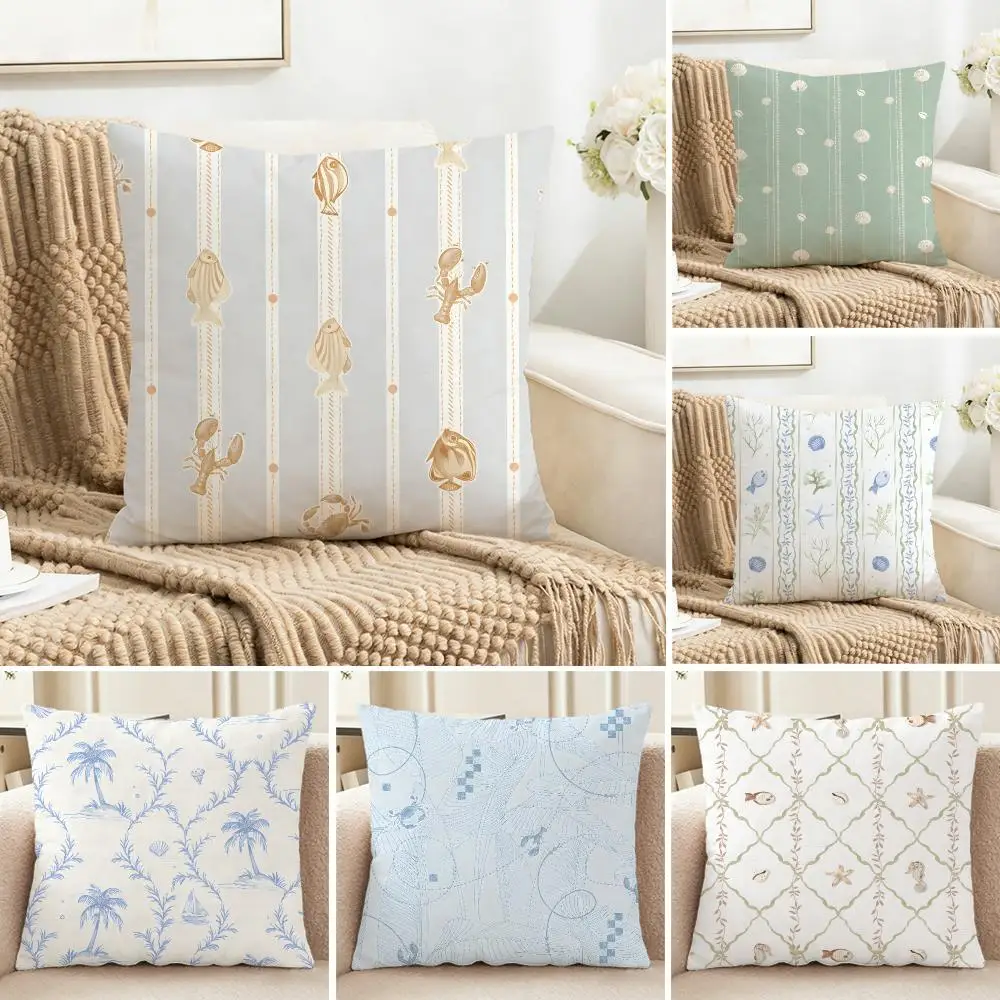 Breezy Sunny Art M-Marine Vacation Cushion Cover Cozy Pillowcase Holiday House Interior Sofa Bedroom Accessories