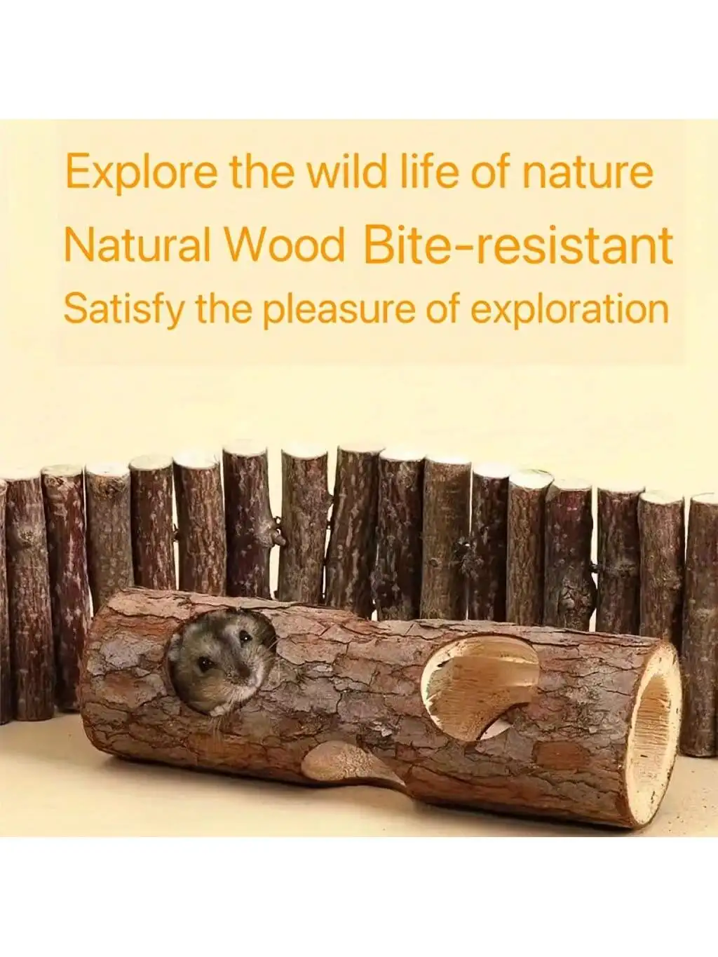 Image 5: Tunnel cachette pour Hamster en bois naturel, 20cm, 15cm, maison pour animaux de compagnie, avec trous, Cage pour petits animaux, accessoires pour Hamsters, gerbilles