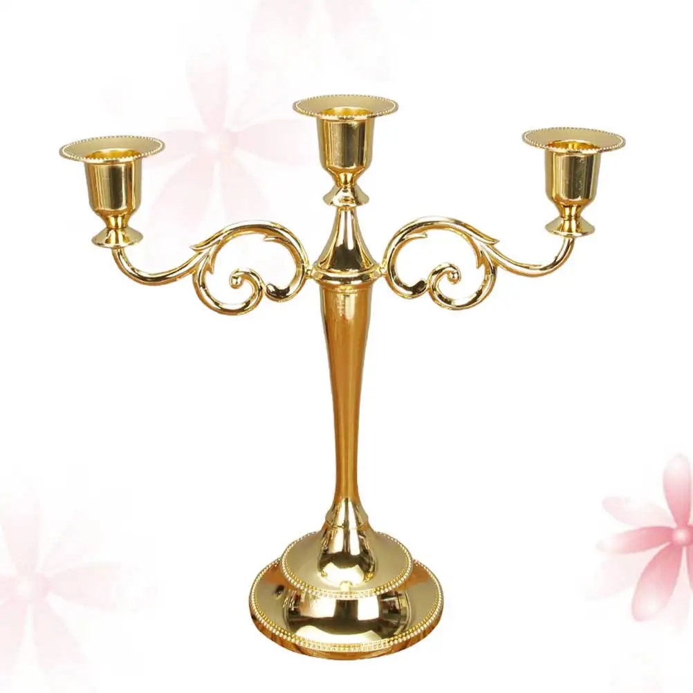 

Vintage Candlestick Set Creative Holder for Home Office Decor Golden Desktop Decoration Table Ornament Holder