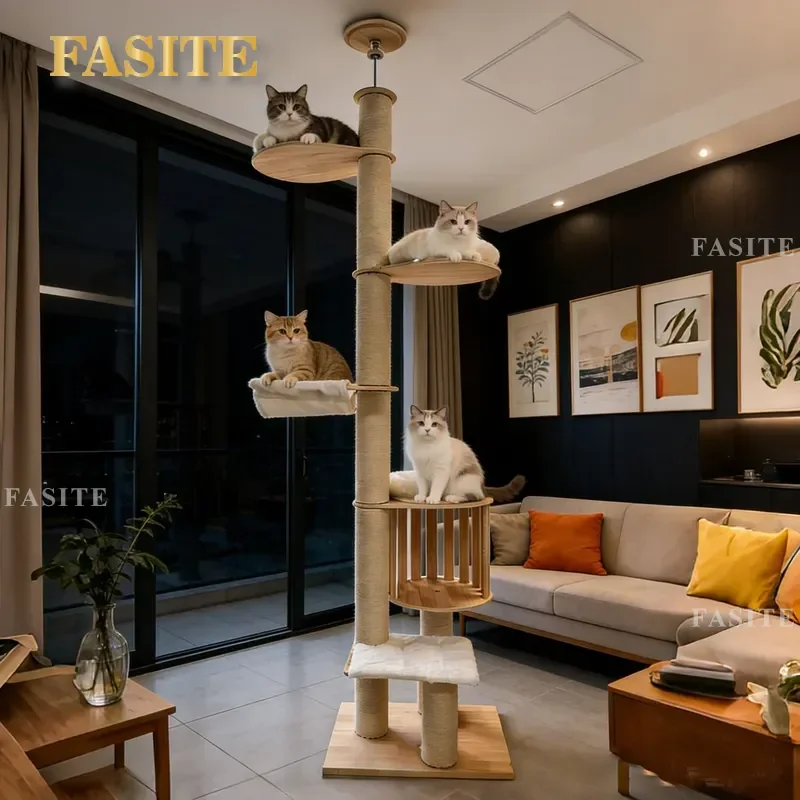 For Cat Climbing Frame Tower Tree Scratching Post Condo Furniture Small Apartment Space Saving Integrated Playhouse Toy