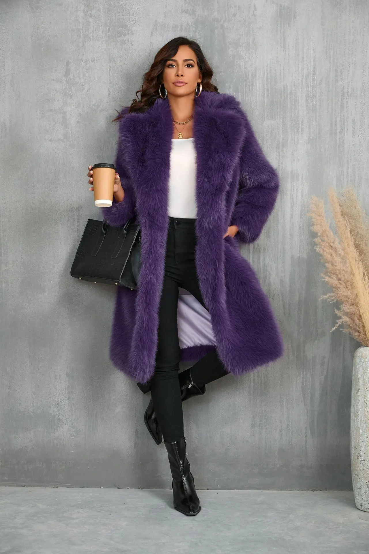 Fur & Faux Fur Coat Lapel Imitation Of Fox Fur Coat 2025 New Winter Women Fur Coat Fashion Temperament Warm Women Fur Coat H217