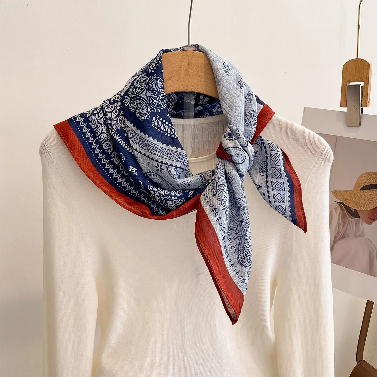 Silk Square Scarf Hijab Luxury Shawl Wraps Headscarf Foulards Femme Handkerchief Ribbon Neckerchief Headband Bandana