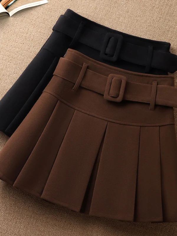 High Waist A-Line  Skirt Women's Spring Autumn 2025 New Style Woolen Pleated Anti-Light Short Skirt Puffy Umbrella Skirt