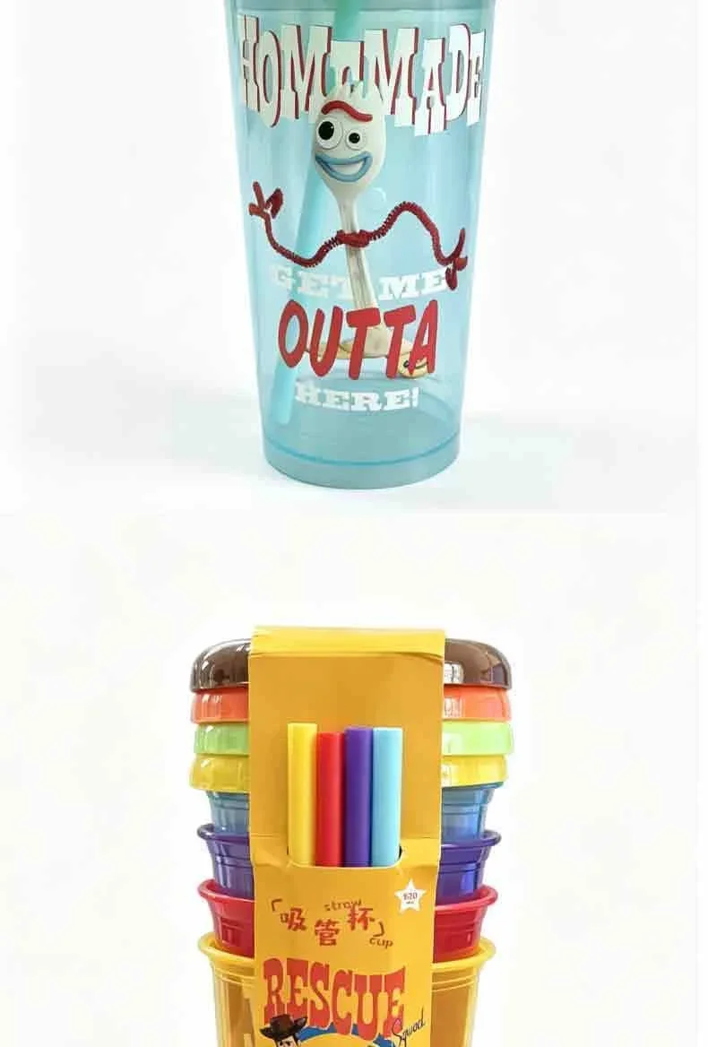 Toy Story 5 Plastik-Strohhalmbecher 4er-Pack 520ml Wiederverwendbare Trinkbecher mit Deckel Woody Buzz Lightyear Jessie Forky Party-Trinkgeschirr – Detail 9