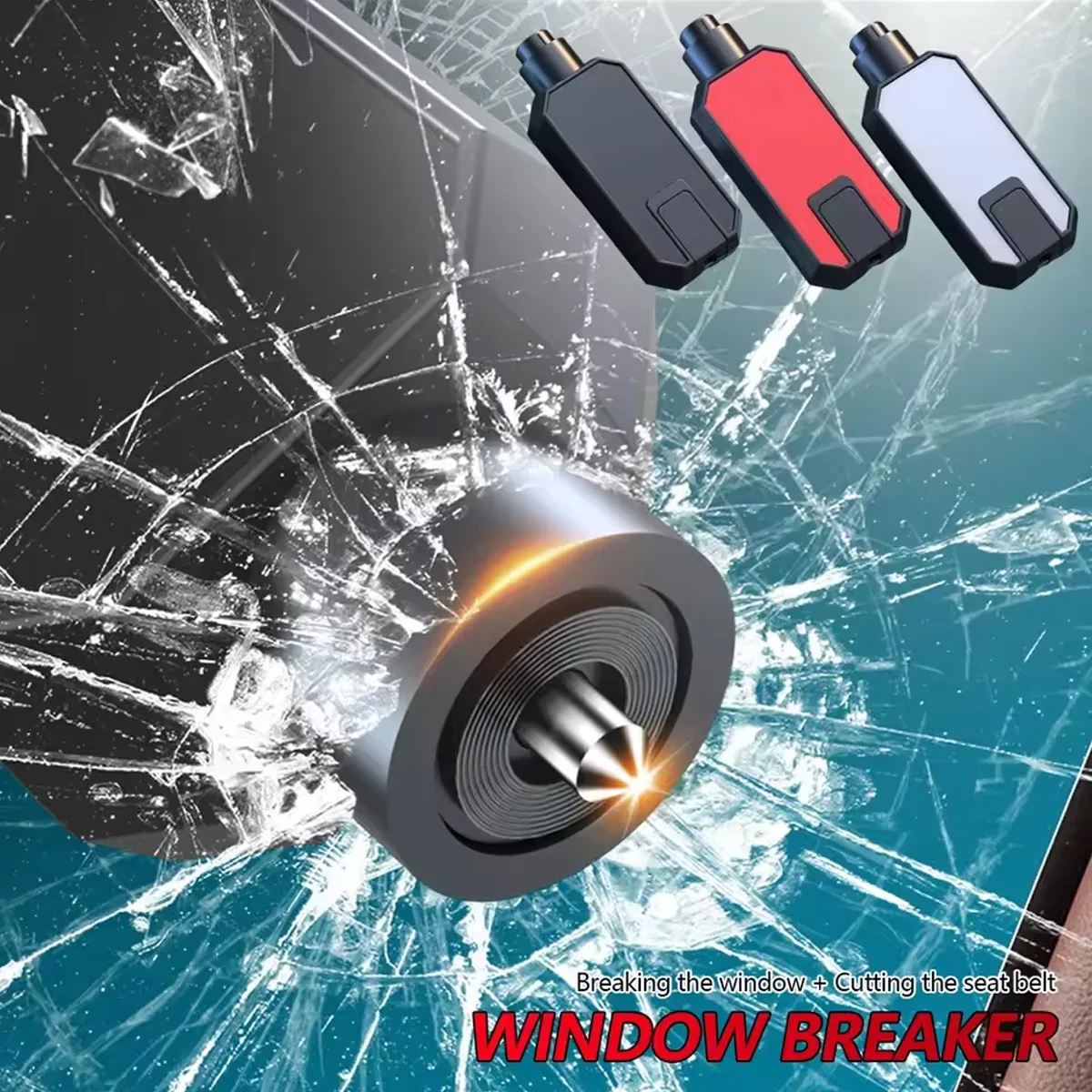 Car Emergency Window Breaker, One-Second Window-Breaking Mini Car Safety Hammer, Tungsten Steel Material, Car Escape Hammer, Push-Down Type