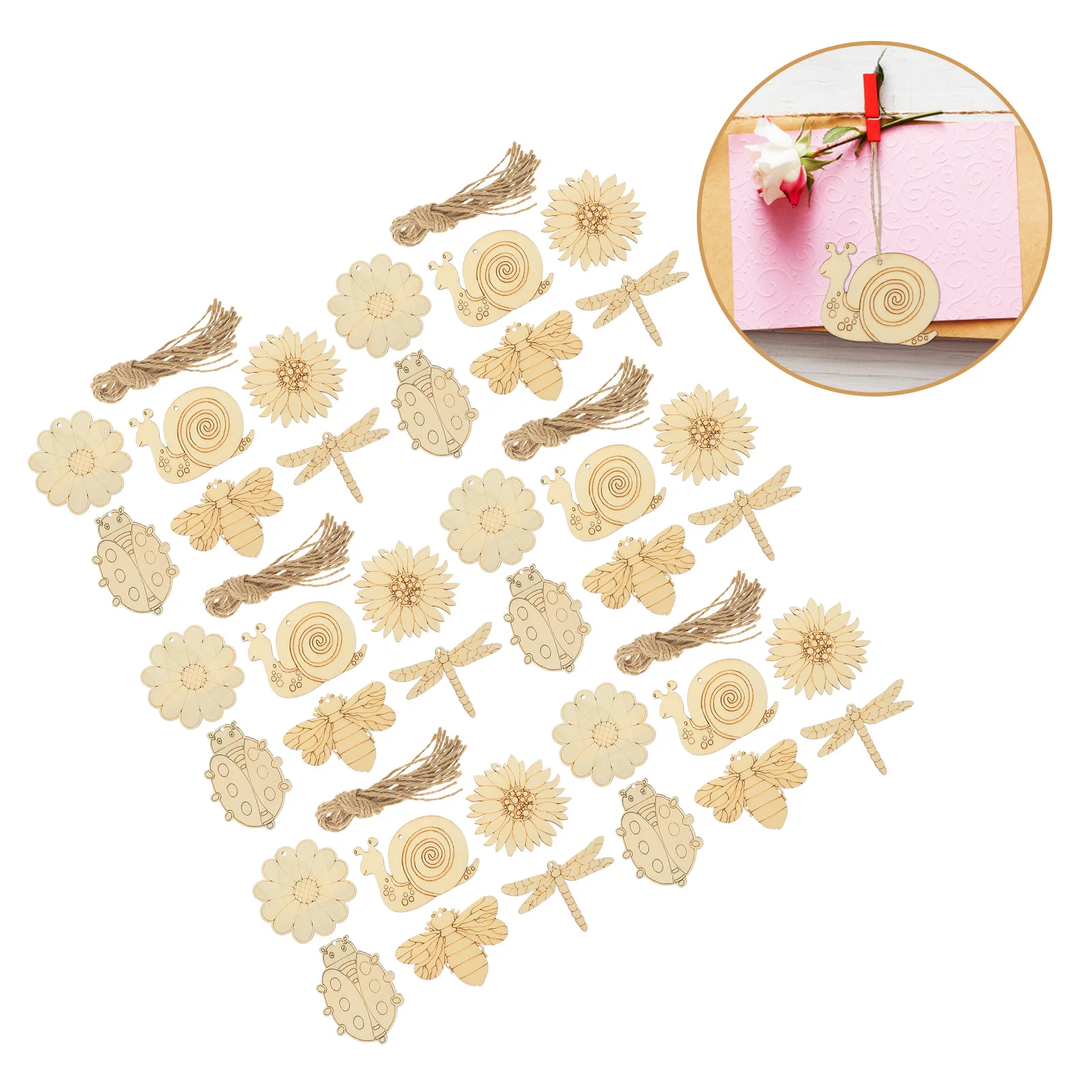 60Pcs Animal Wooden Cutouts Unfinished Wood Slices DIY Craft Accessories Graffiti Decorative Pendants Home Party Decor