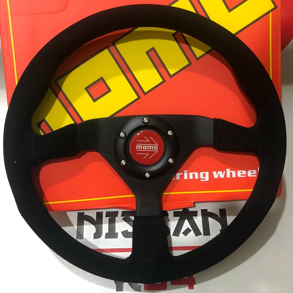 Drift 14Inch Universal Racing MOMO Montecarlo Steering Wheel Car JDM Suede Steering Wheel Volantes For VW HONDA TOYOTA BMW