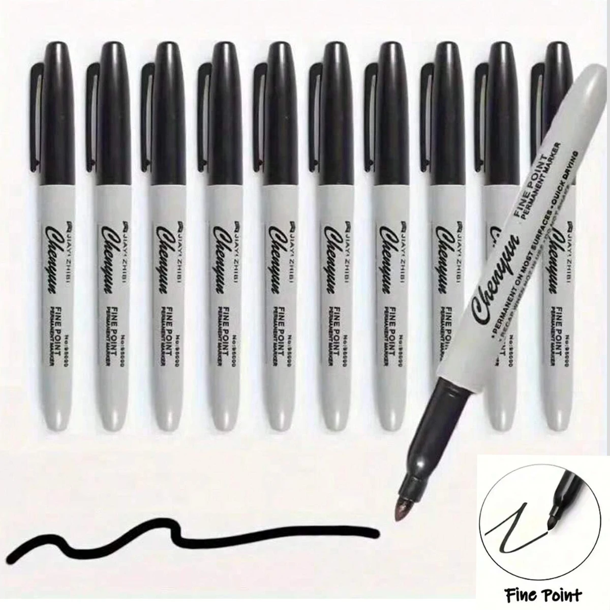 Marcador multicolor, marcador permanente negro con punta fina, juego de marcadores permanentes, secado rápido y resistente a la decoloración
