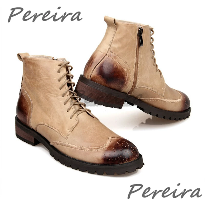 

Мужские ботинки челси в британском стиле в стиле ретро, модные разноцветные высокие ботинки из натуральной кожи на шнуровке, осенне-зимняя новая мужская обувь