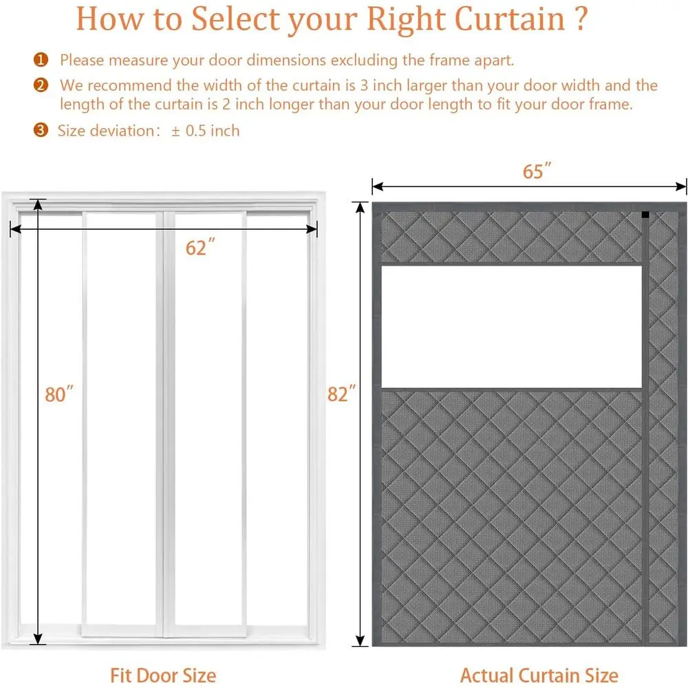 ستارة باب معزولة مغناطيسية، 65 × 82، مفتوحة من الجانب، رمادي، تحافظ على الدفء/البارد