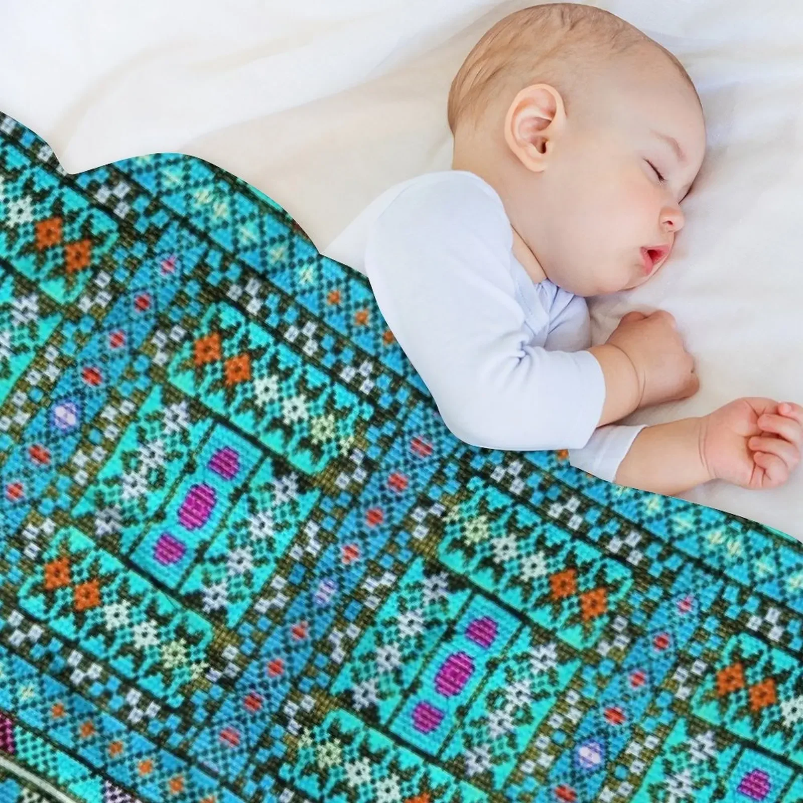 Mixed Design Embroidery in Colors Throw Blanket bed plaid Blankets For Bed Single Kid'S Blankets