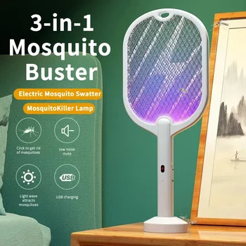 Electric Mosquito Swatter USB Type C 3000V Rechargeable Small Electric Mosquito Repellent Mosquito Lamp Insect Killer