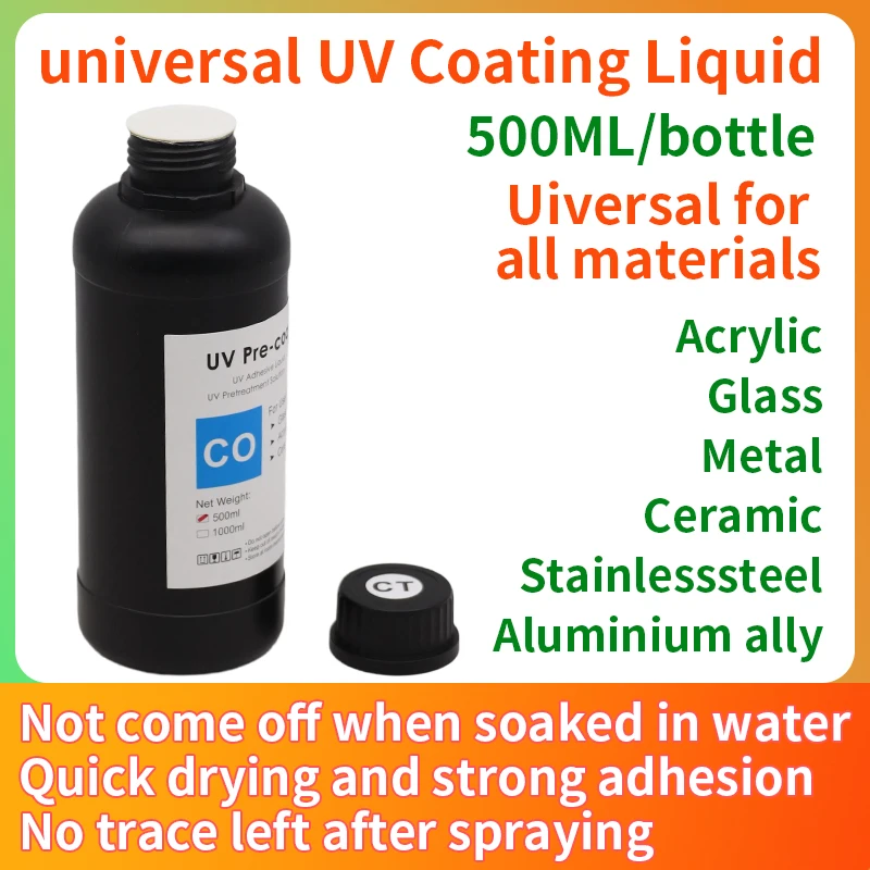 Primer Universal UV de 500ML para Impressora UV de Mesa, para Impressão em Acrílico, Vidro, Madeira, Cerâmica, Metal, Líquido de Revestimento UV