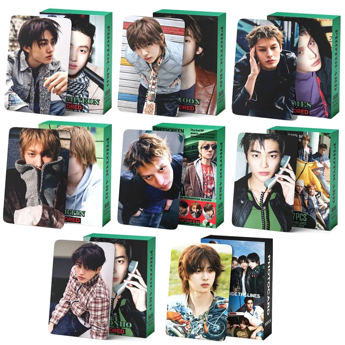 127Pcs GREENGREEN REDRED Lomo Cards Photocards HD Fans Collection Cards Decorative Stickers Present Gifts